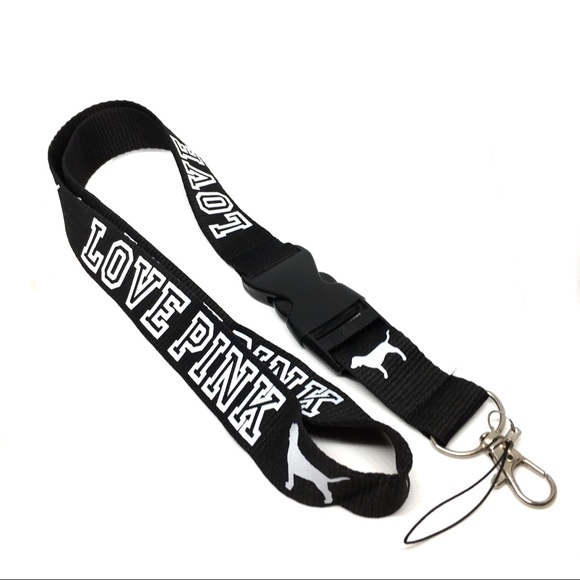 PINK Victoria's Secret Accessories - PINK Black & White Lanyard Breakaway Keychain